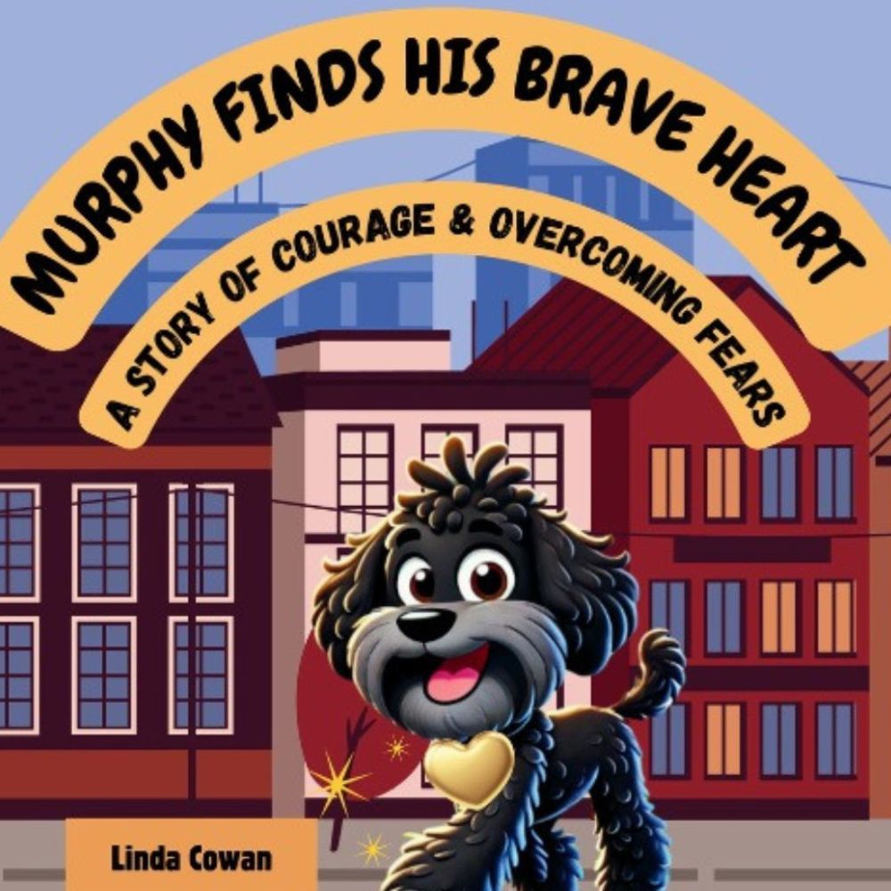 Murphy Finds His Brave Heart children's courage book cover featuring a little black dog learning to overcome fears