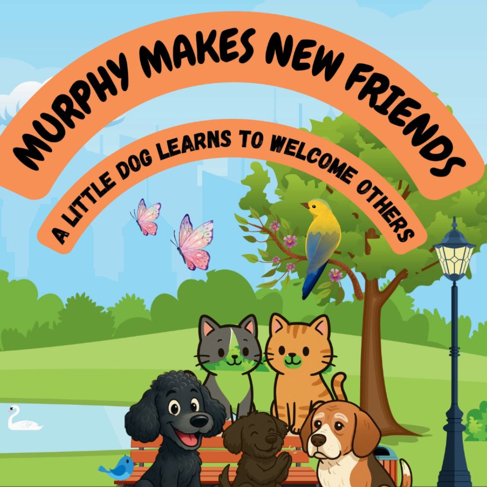 Children's friendship book cover showing Murphy the dog making new friends.